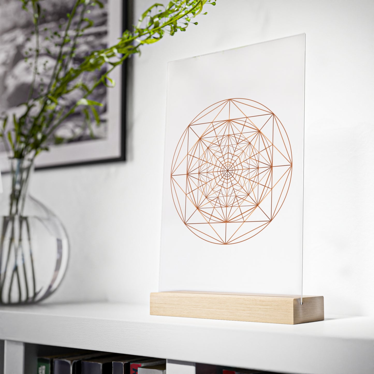 TRIPLE OCTAGON ○ Acrylic Sign with Wooden Stand
