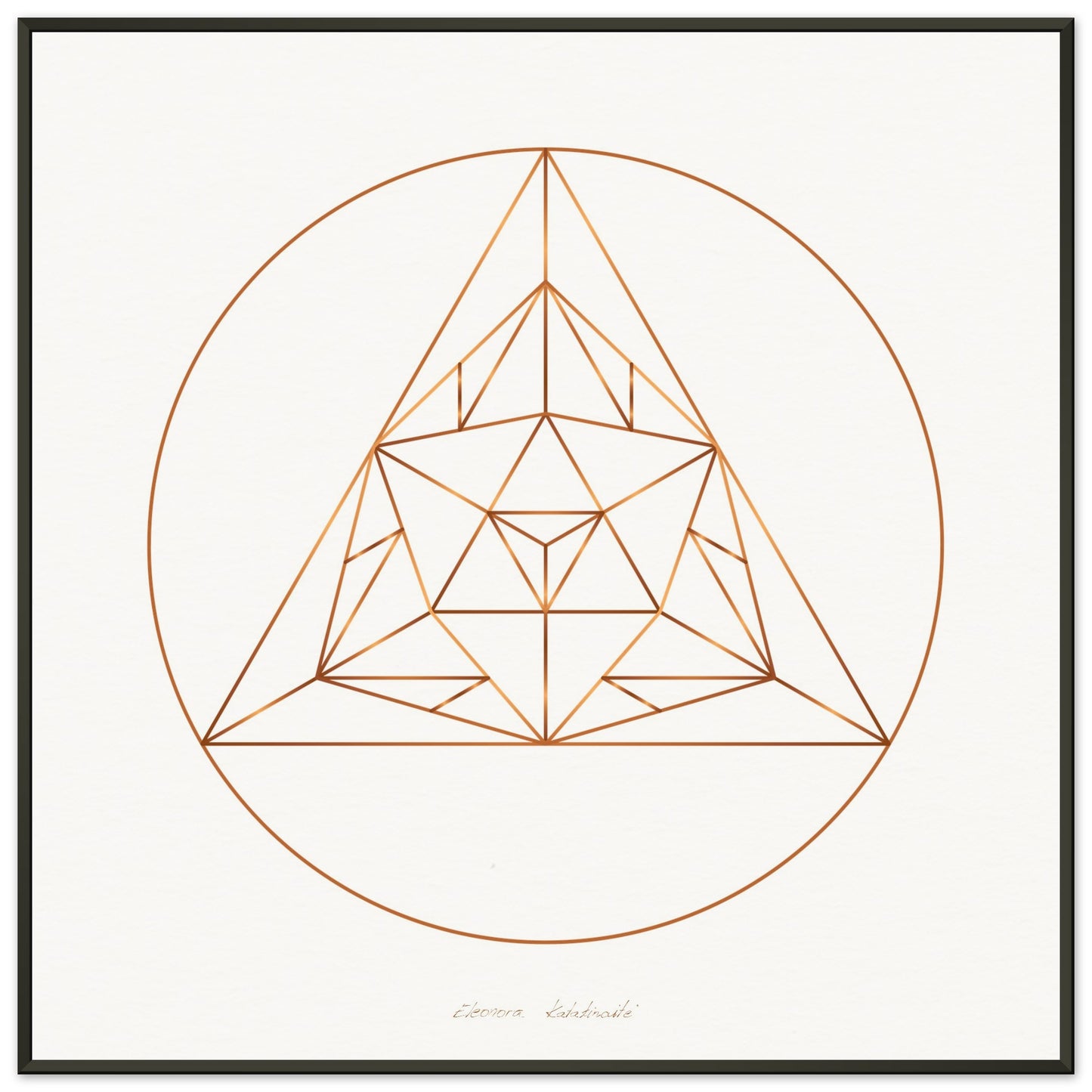 COPPER TRIANGLE GRID ● Muziejinės kokybės matinis įrėmintas metaliniame rėme meno atspaudas iš GEMAcircle Art print Sacred geometry designs for