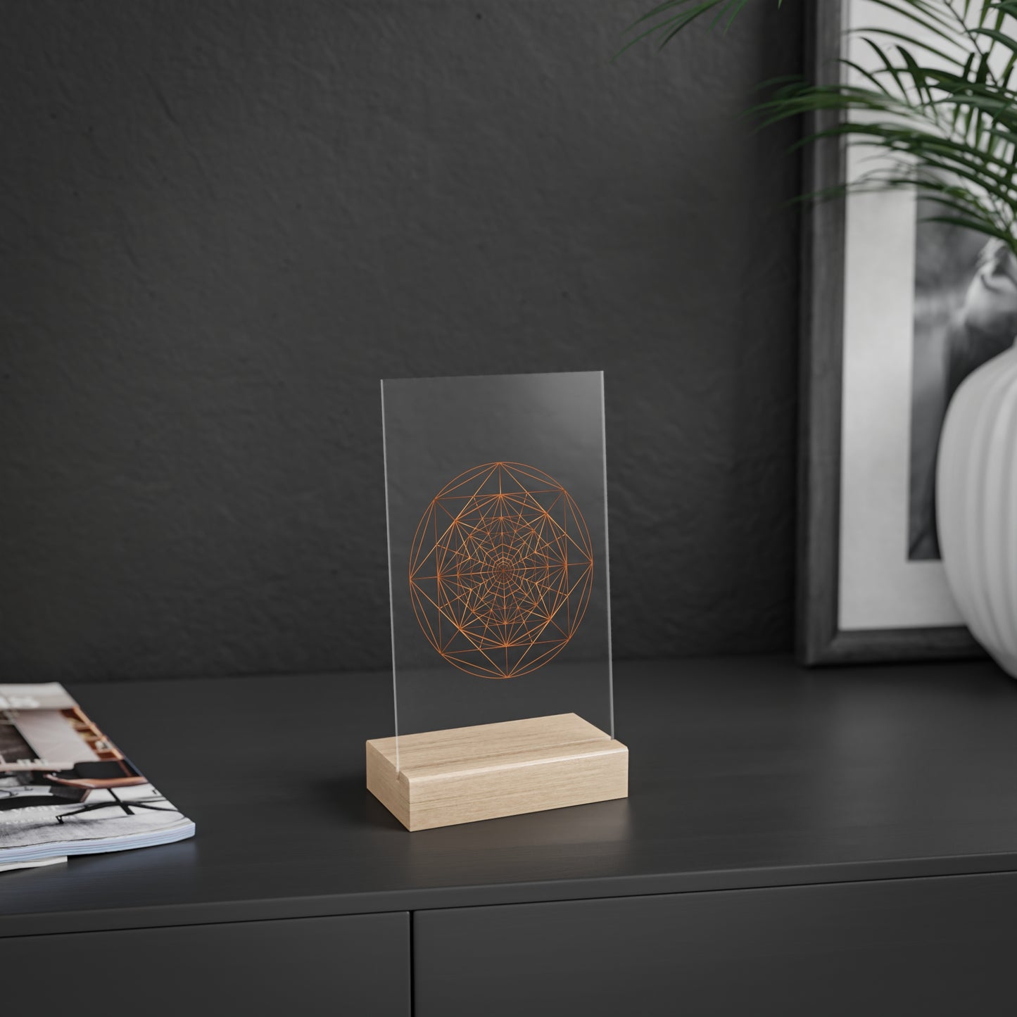 TRIPLE OCTAGON ○ Acrylic Sign with Wooden Stand