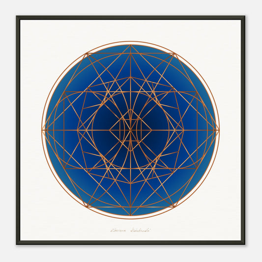 COPPER BLUE SACRED GEOMETRY ● Museum-Quality Matte Paper Metal Framed Art-print by GEMAcircle Art print Sacred geometry desig
