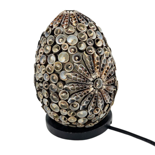 Authentic Boho Seashell Lamp – Chocolate Twist Oval, 15cm perspective detail 2 showcasing clean geometry and natural material finishes