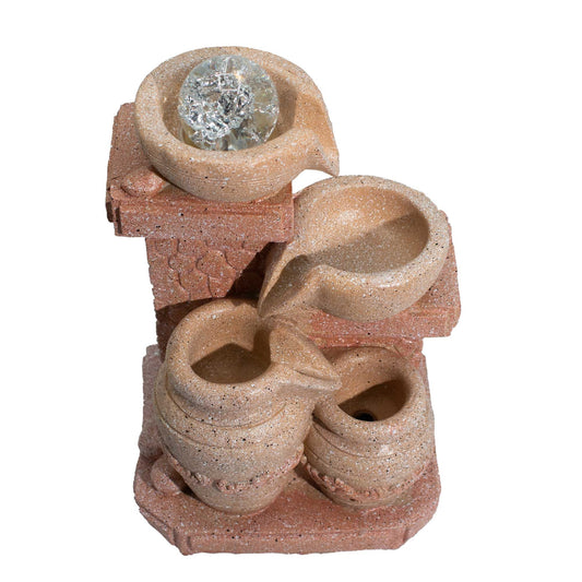 Authentic Tabletop Water Feature – 19×14×27cm – Cascading Pots Mediterranean Style perspective detail 2 showcasing clean geometry and natural material finishes