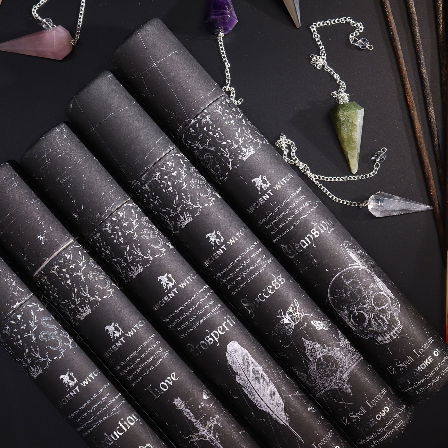 Authentic Success Ritual Incense with Black Obsidian Pendulum perspective detail 7 showcasing clean geometry and natural material finishes