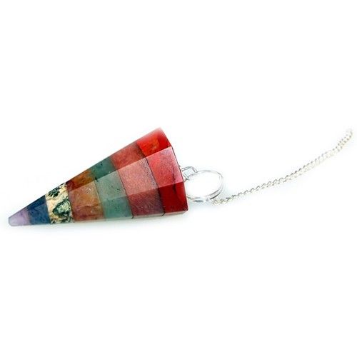 Authentic 7-Slice Chakra Pendulum perspective detail 2 showcasing clean geometry and natural material finishes
