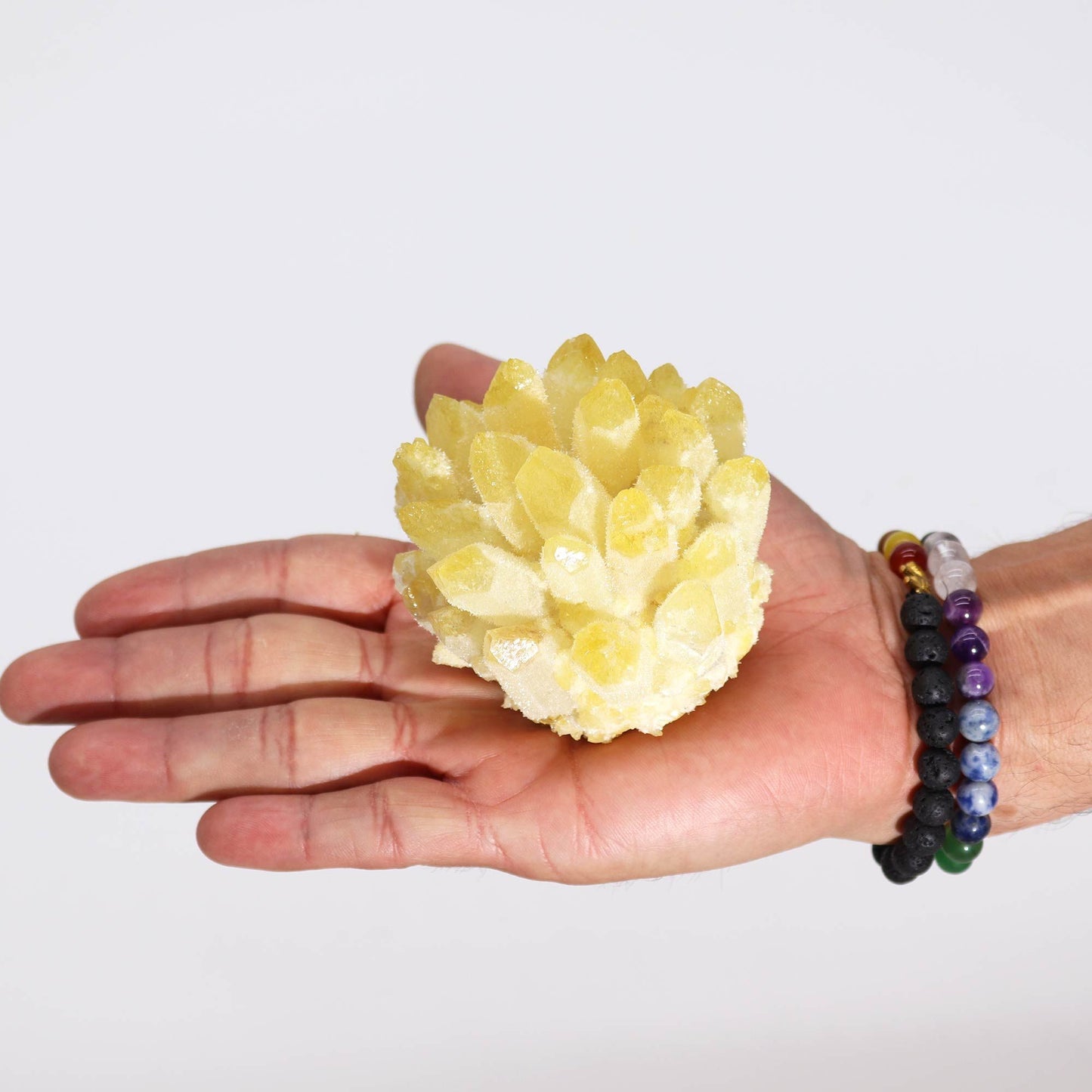 Authentic Crafted Natural Quartz Cluster - Yellow Ghost Quartz (approx 250-300gm 8cm) perspective detail 4 showcasing clean geometry and natural material finishes