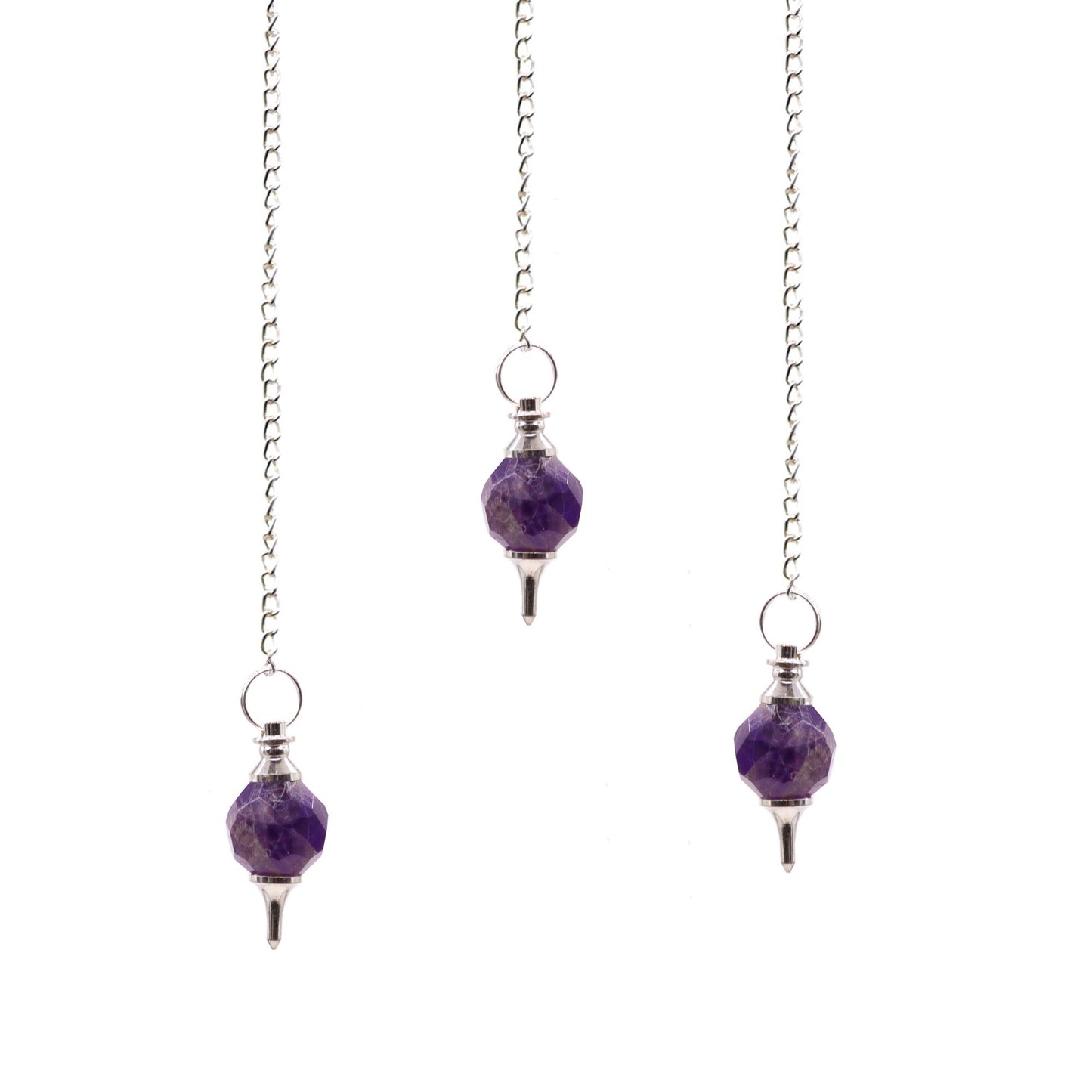 Authentic Faceted Pendulum – Amethyst showcasing clean geometry and natural material finishes