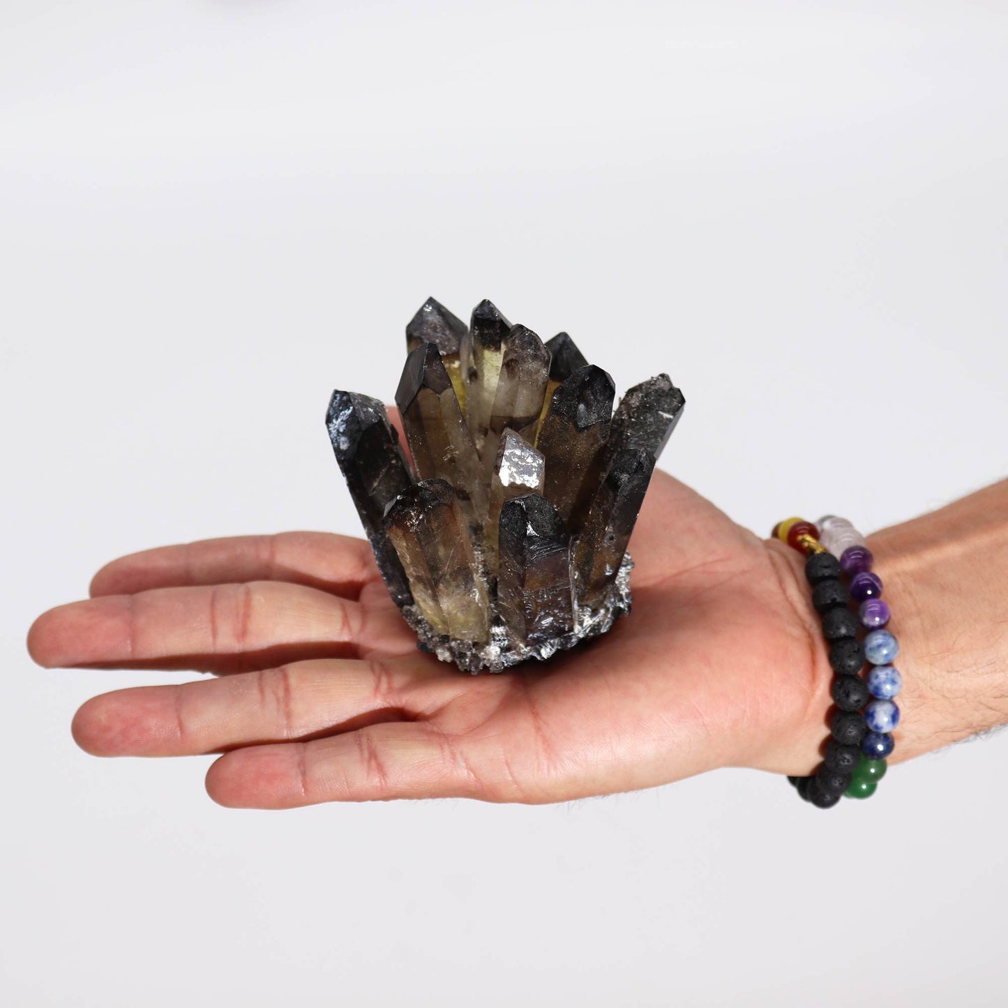 Authentic Crafted Natural Quartz Cluster - Smoky Ghost Quartz (approx 250-300gm 8cm) perspective detail 4 showcasing clean geometry and natural material finishes