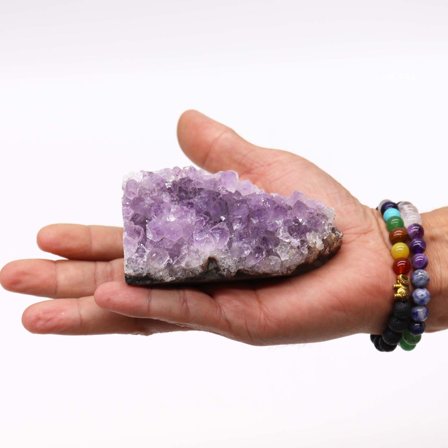 Authentic Medium Natural High Grade Amethyst Standing Cluster (approx 350-450gms 7.5-10cm) perspective detail 3 showcasing clean geometry and natural material finishes