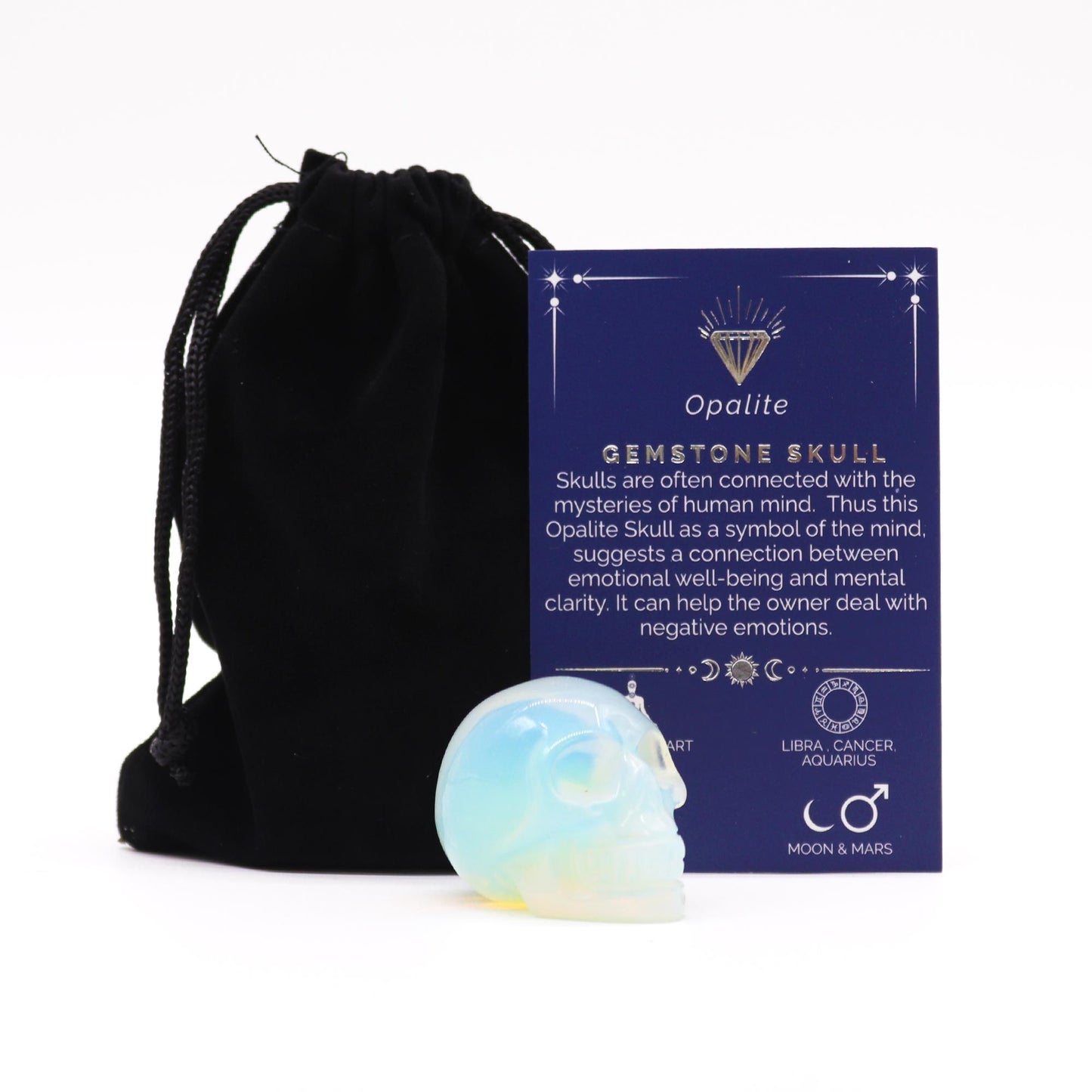 Authentic Gemstone Small Skull - Opalite - 40x30x28mm showcasing clean geometry and natural material finishes