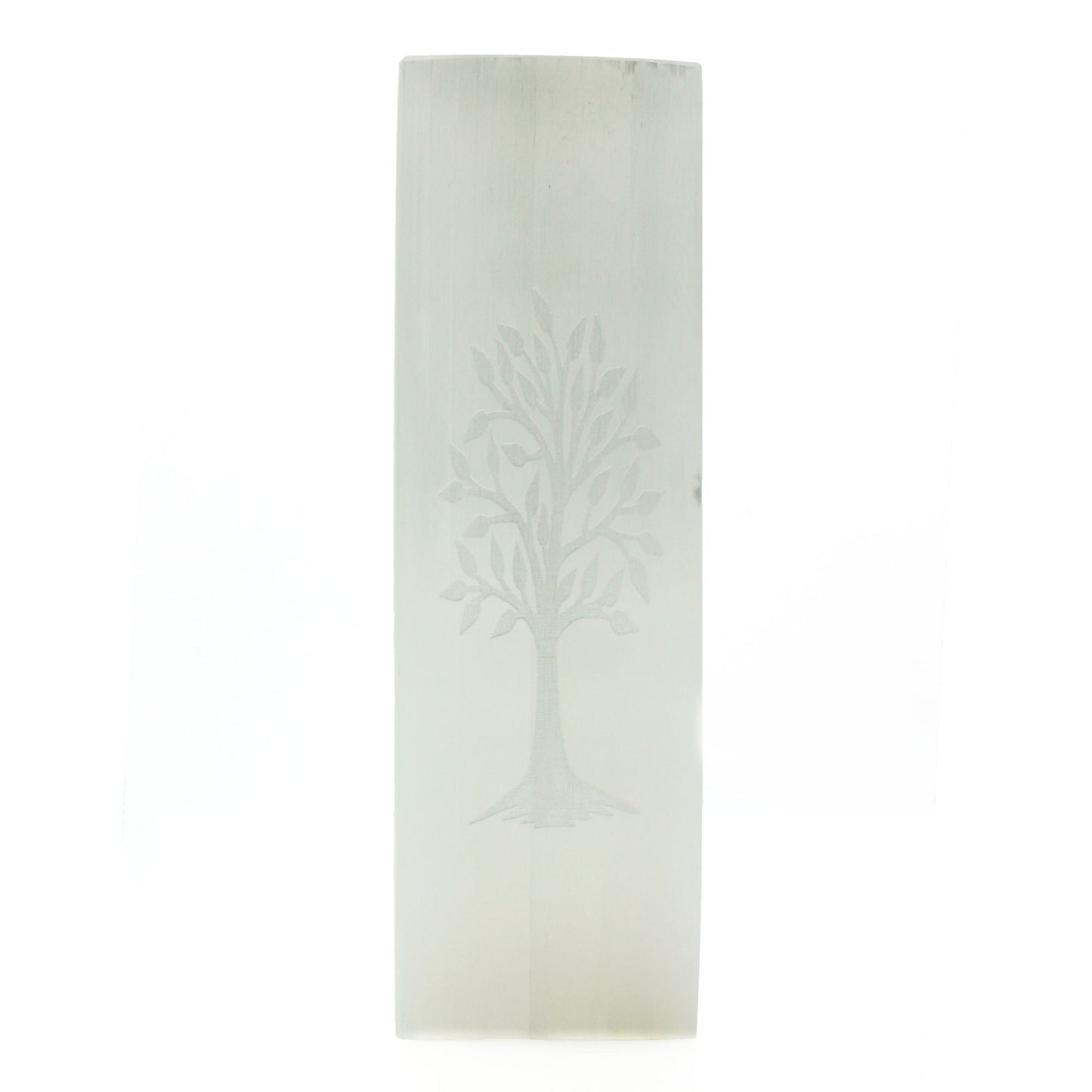 Authentic Selenite Block Lamp – 25cm, Tree of Life perspective detail 3 showcasing clean geometry and natural material finishes
