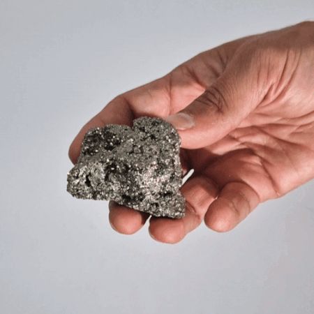Authentic Peruvian Pyrite - First Grade Large Size- (approx 100-135gm 55-65mm) perspective detail 2 showcasing clean geometry and natural material finishes