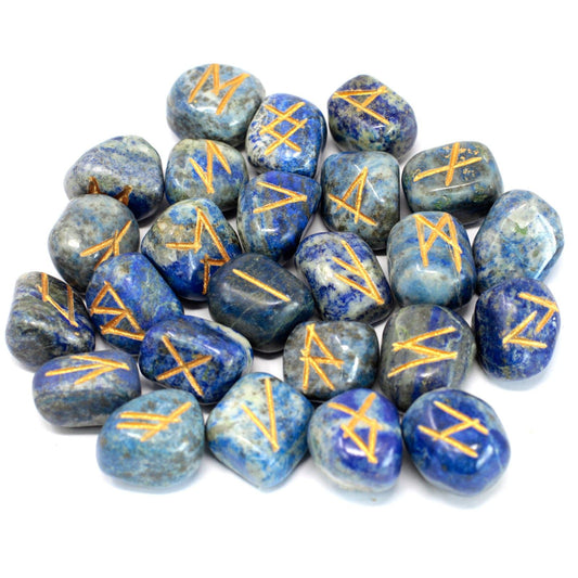 Authentic Rune Stone Set in Pouch – Lapis Lazuli perspective detail 2 showcasing clean geometry and natural material finishes
