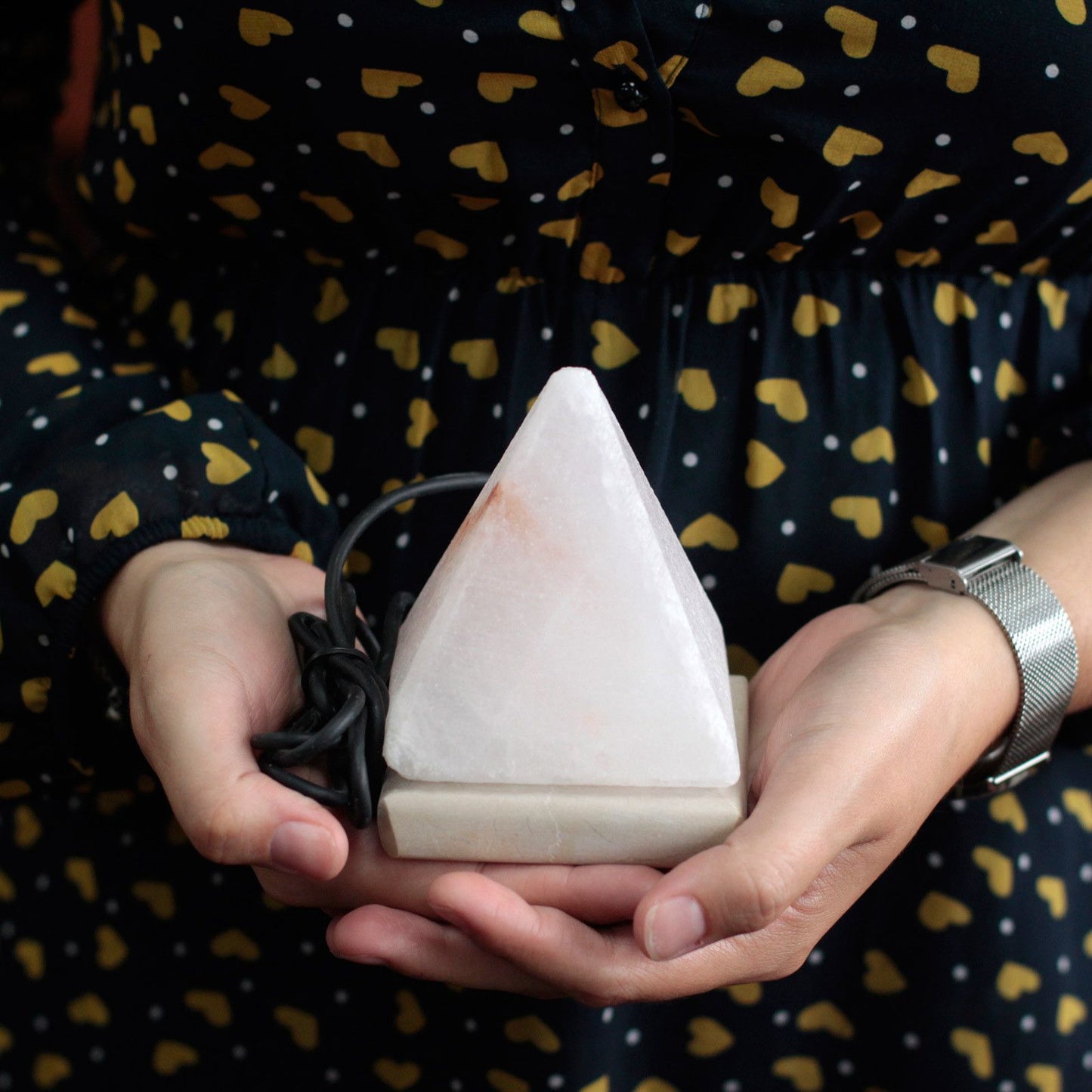 Authentic USB Pyramid Himalayan Salt Lamp – 9cm, White, Multicolour perspective detail 3 showcasing clean geometry and natural material finishes