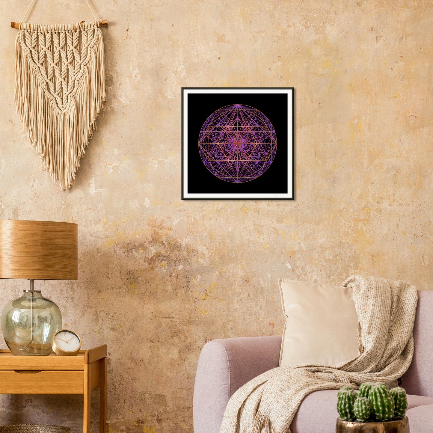 COPPER AURORA 4 SHAPES ¤ Muziejinės kokybės matinis įrėmintas metaliniame rėme meno atspaudas iš GEMAcircle Art print Sacred geometry designs fo