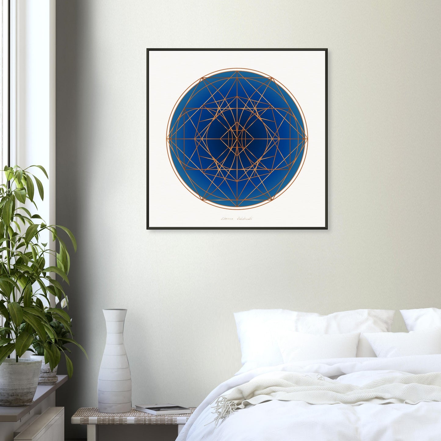 COPPER BLUE SACRED GEOMETRY ● Muziejinės kokybės matinis įrėmintas metaliniame rėme meno atspaudas iš GEMAcircle Art print Sacred geometry desig