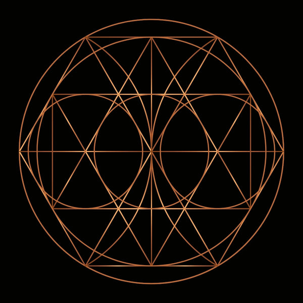copper sacred geometry designs and patterns combined for harmony