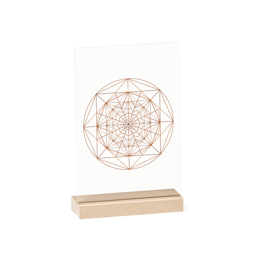 TRIGUBAS AŠTUNKAMPIS ○ Akrilinis ženklas su mediniu stovu