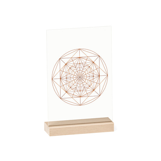 TRIGUBAS AŠTUNKAMPIS ○ Akrilinis ženklas su mediniu stovu