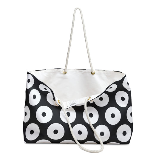 Authentic BLACK AND WHITE SUN | Weekender Bag perspective detail 2 showcasing clean geometry and natural material finishes