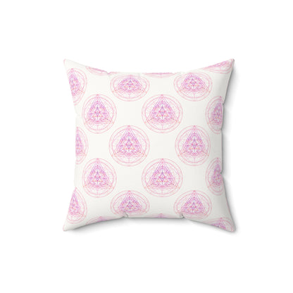 Faux Suede Square Pillow PINK GEOMETRY