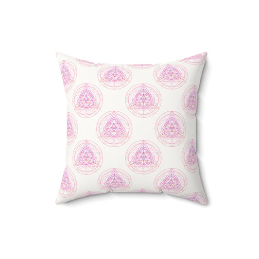 Faux Suede Square Pillow PINK GEOMETRY