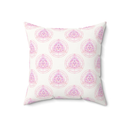 Faux Suede Square Pillow PINK GEOMETRY