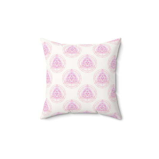 Faux Suede Square Pillow PINK GEOMETRY