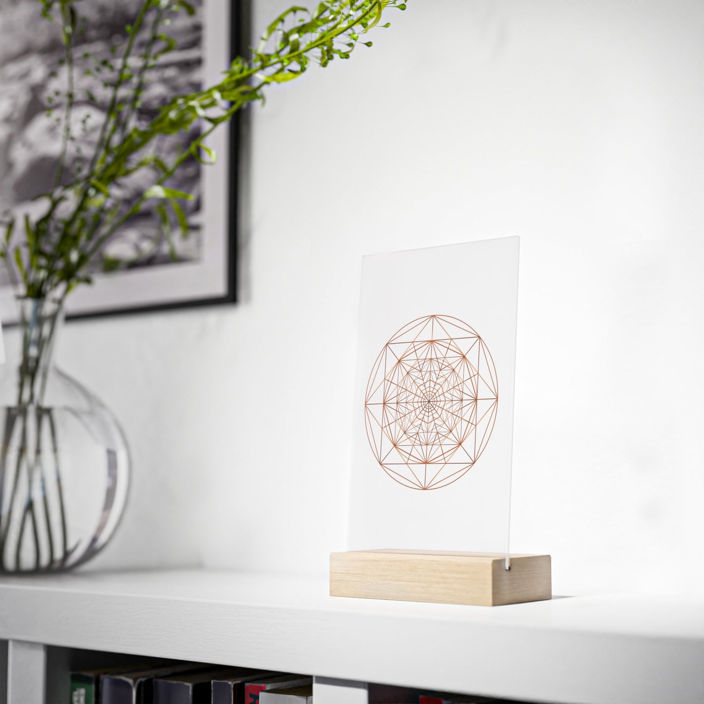 TRIPLE OCTAGON ○ Acrylic Sign with Wooden Stand