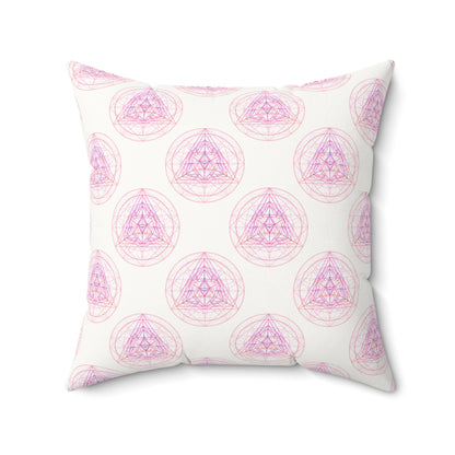 Faux Suede Square Pillow PINK GEOMETRY