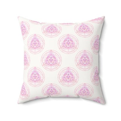 Faux Suede Square Pillow PINK GEOMETRY