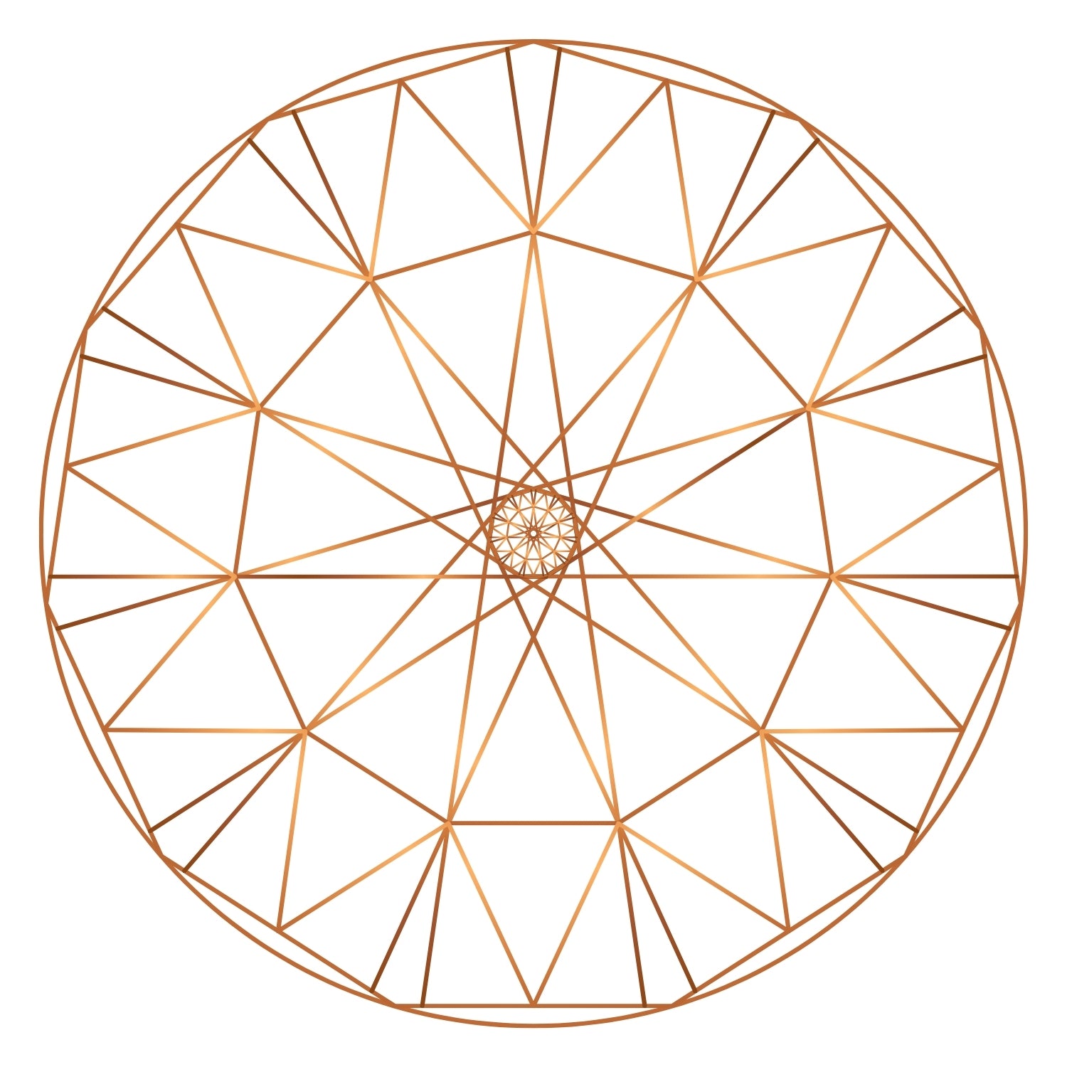 Copper Endecagon crystal layout grid white background 