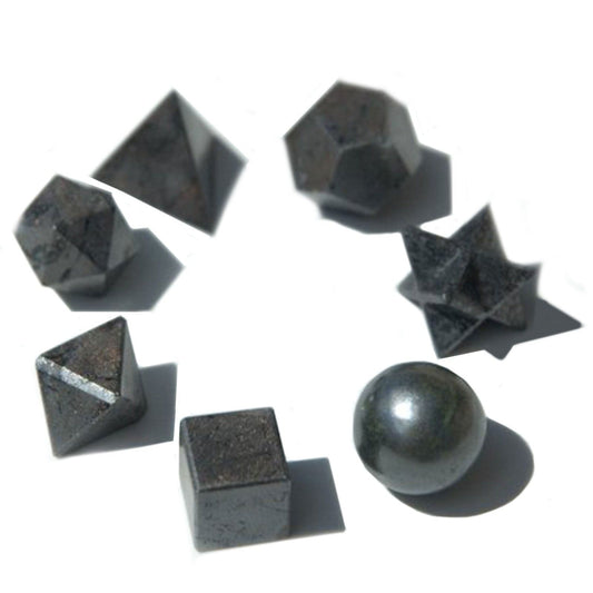 Authentic Geometric Seven Piece Black Agate Set perspective detail 2 showcasing clean geometry and natural material finishes