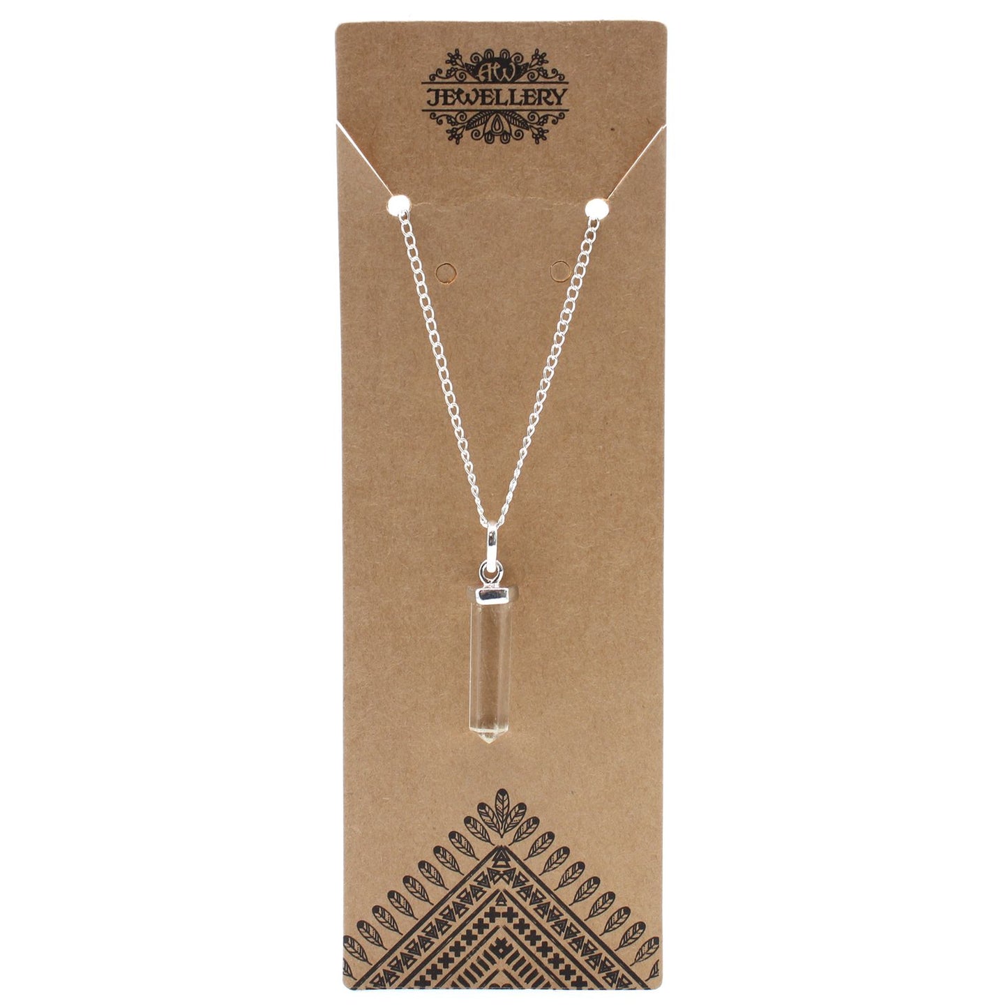 Authentic Gemstone Classic Point Pendant - Rock Quartz perspective detail 2 showcasing clean geometry and natural material finishes