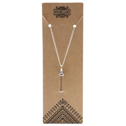 Authentic Gemstone Classic Point Pendant - Rock Quartz perspective detail 2 showcasing clean geometry and natural material finishes