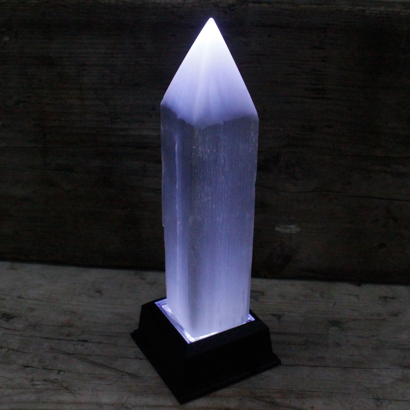 Authentic Selenite Pencil Point Tower - 20 cm showcasing clean geometry and natural material finishes