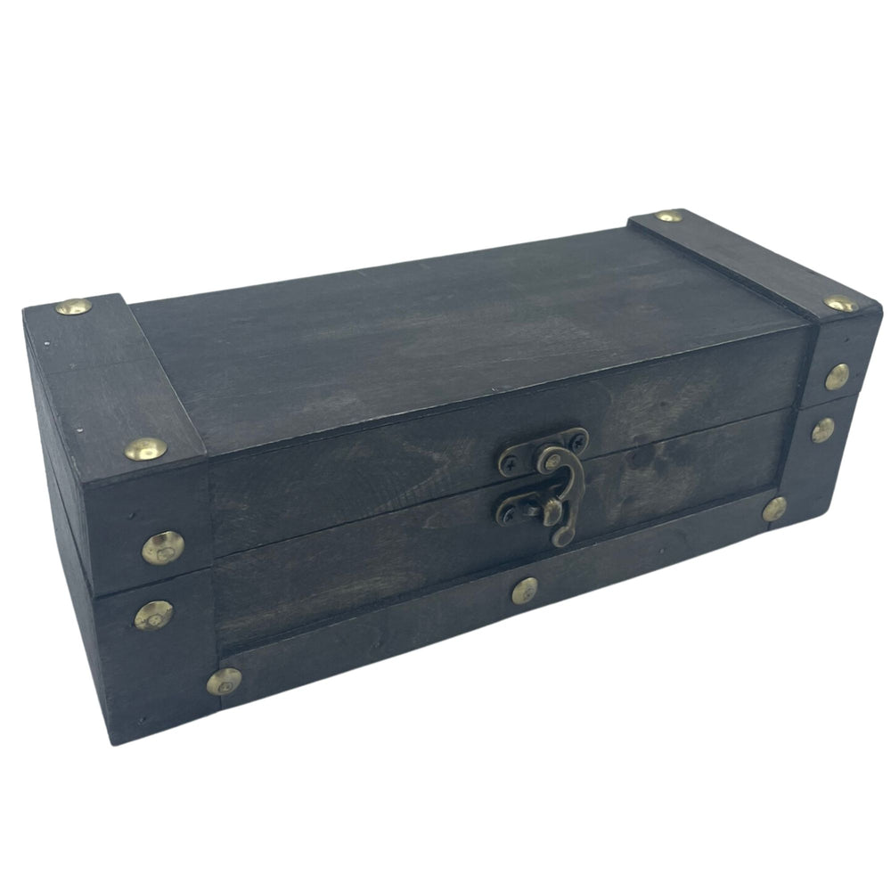Long grey colonial tea chest box — quiet elegant vintage storage for tea crystals and sacred keepsakes