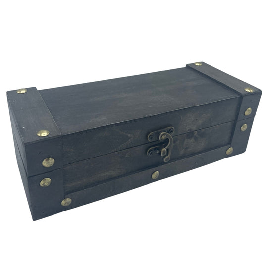 Long grey colonial tea chest box — quiet elegant vintage storage for tea crystals and sacred keepsakes