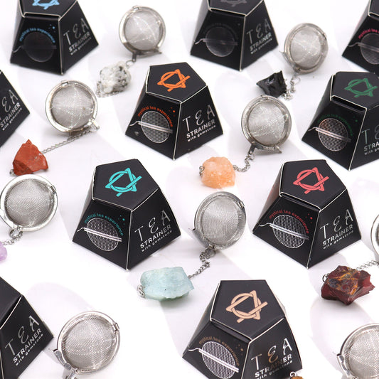 Authentic Raw Crystal Gemstone Tea Strainer - Rock Quartz perspective detail 2 showcasing clean geometry and natural material finishes
