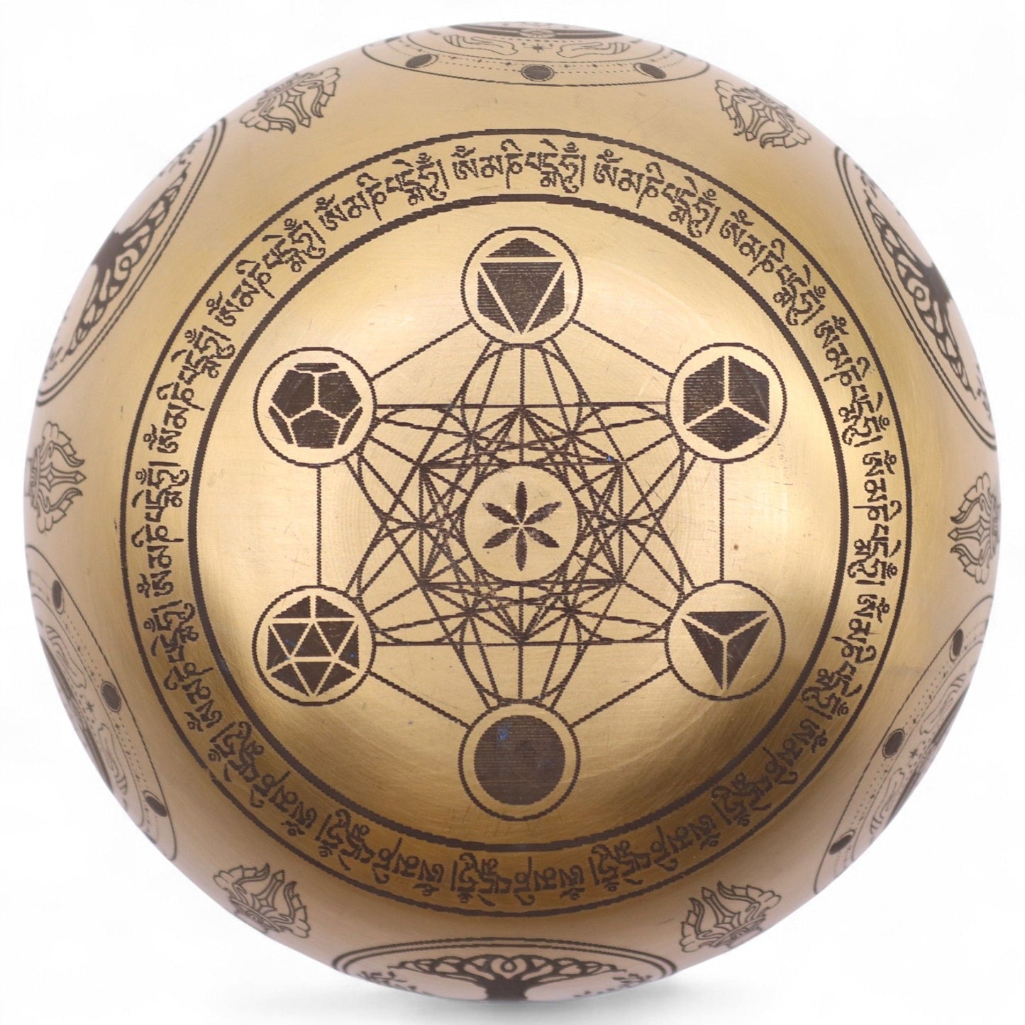 Žalvariniai graviruoti 4 skambantys dubenys - rinkinys