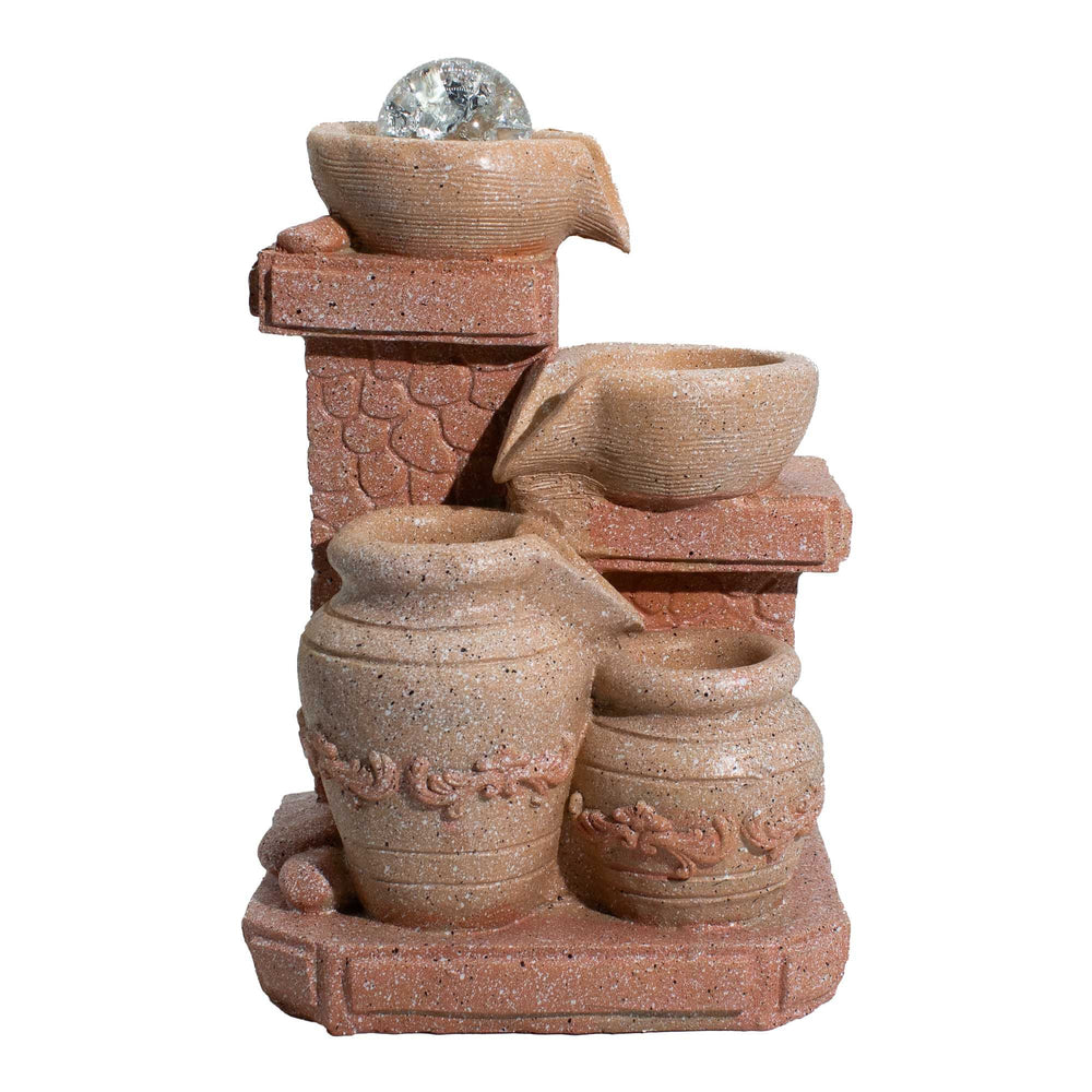 Authentic Tabletop Water Feature – 19×14×27cm – Cascading Pots Mediterranean Style showcasing clean geometry and natural material finishes