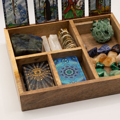 Four Section Tarot Box with Card Holder