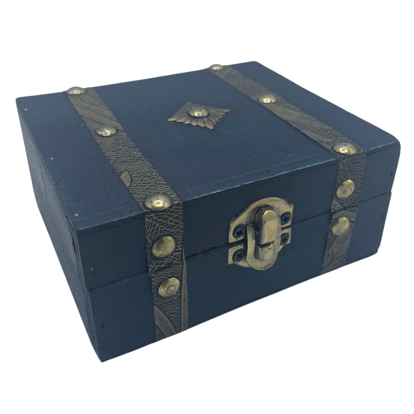 Authentic Square Tea Chest - Teal showcasing clean geometry and natural material finishes