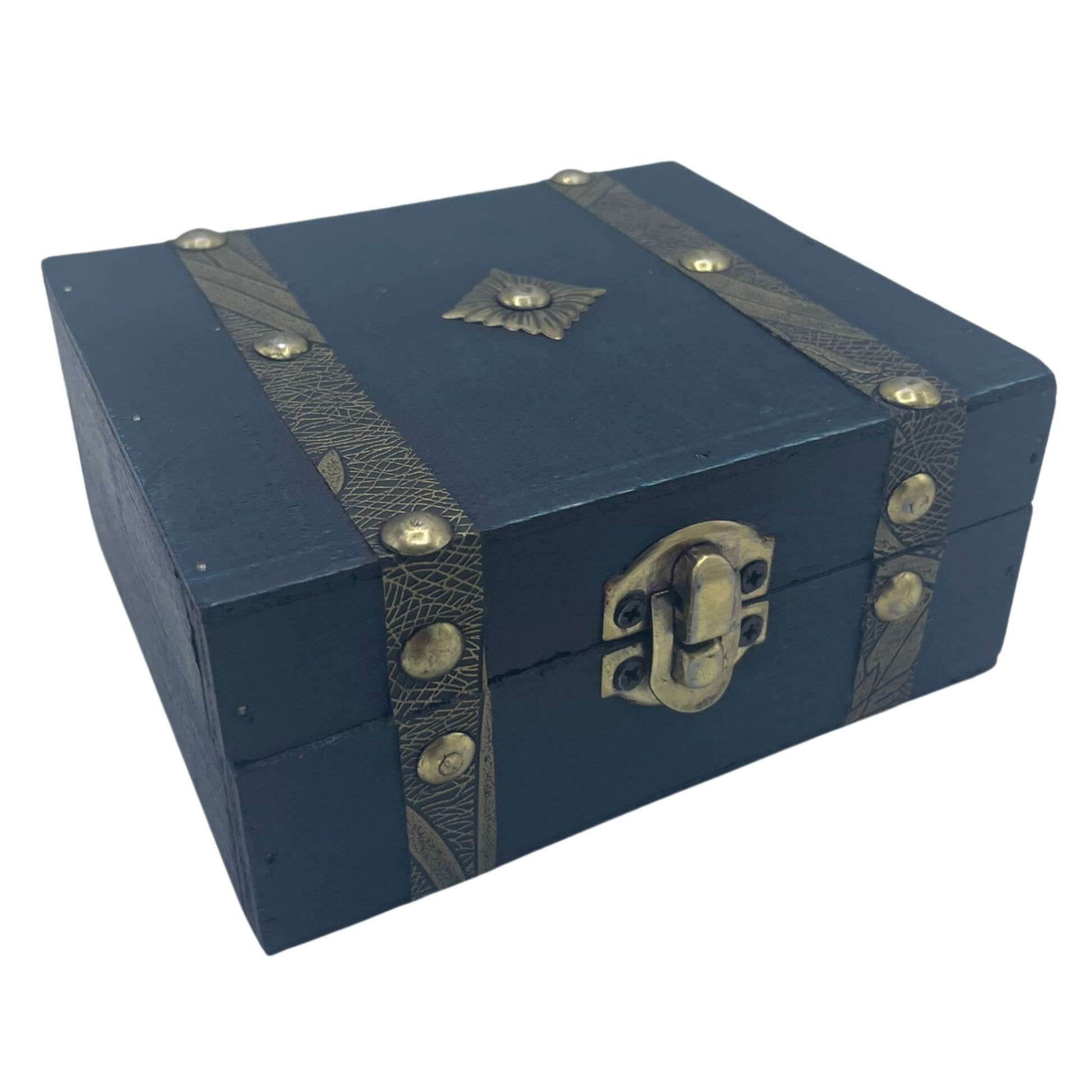 Authentic Square Tea Chest - Teal showcasing clean geometry and natural material finishes
