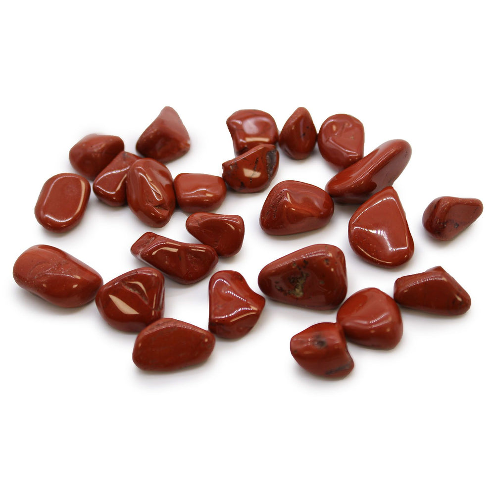 Red jasper African tumble stones bag of 24 — warm earthy grounding crystal collection
