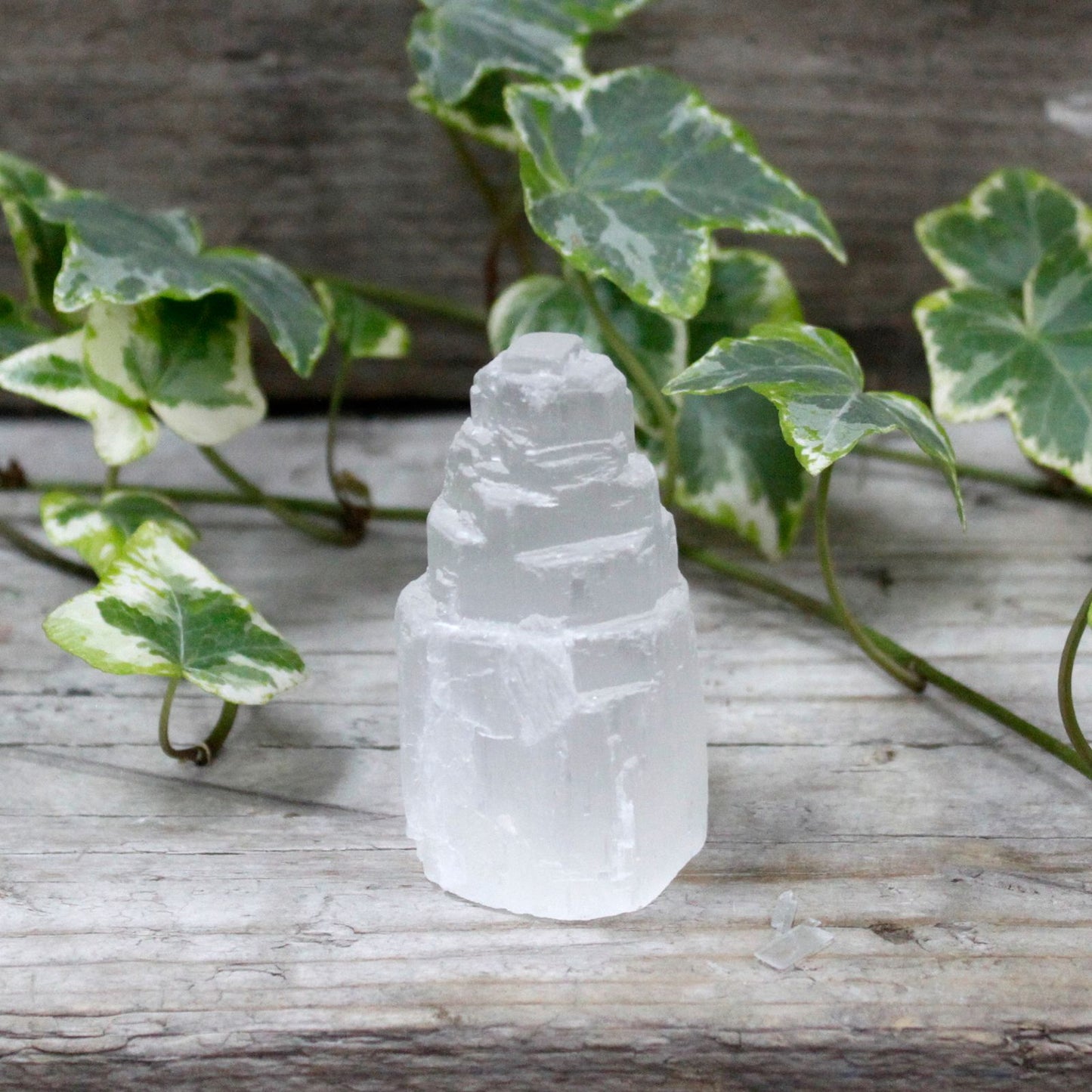 Authentic Natural Selenite Tower - 5 cm showcasing clean geometry and natural material finishes