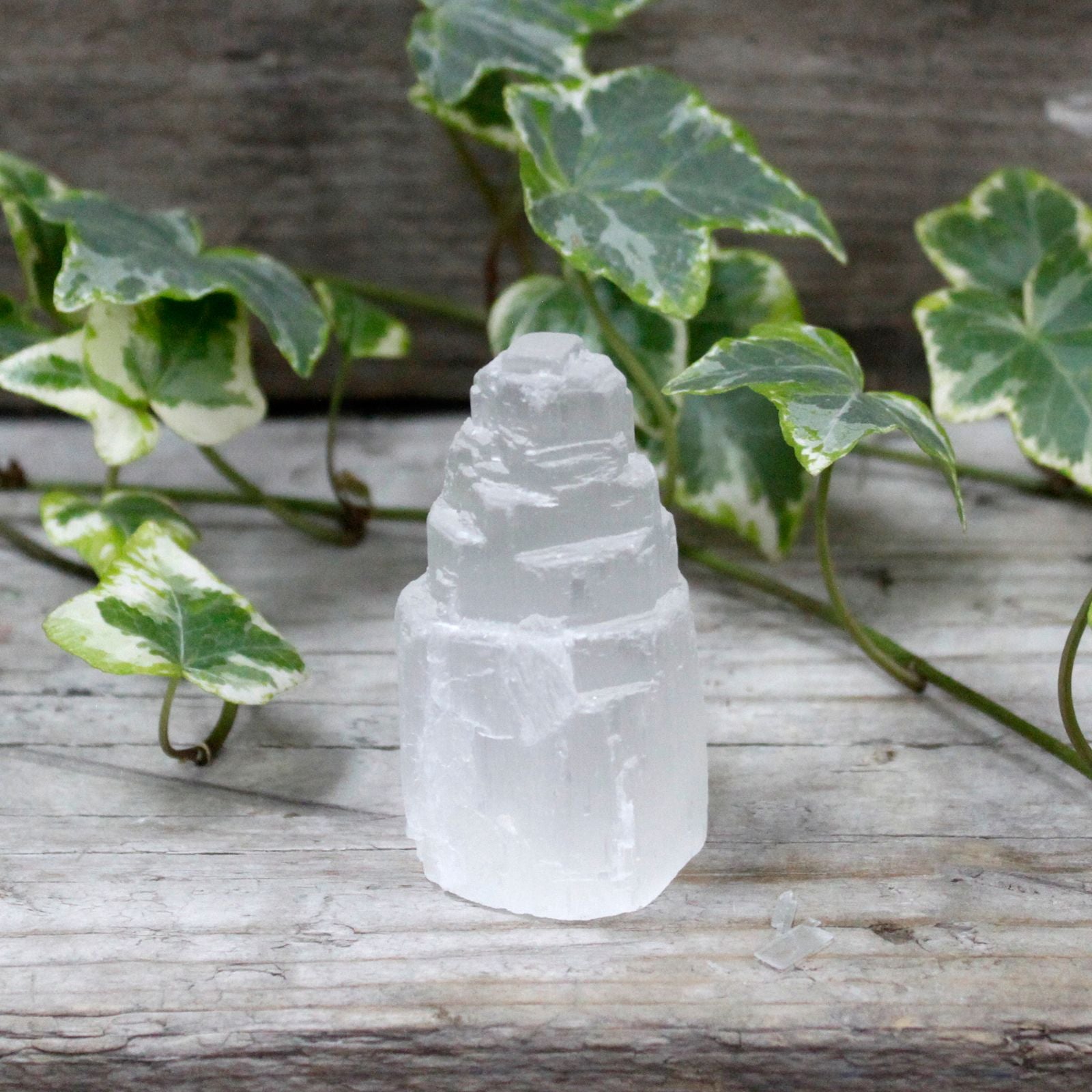 Authentic Natural Selenite Tower - 5 cm showcasing clean geometry and natural material finishes