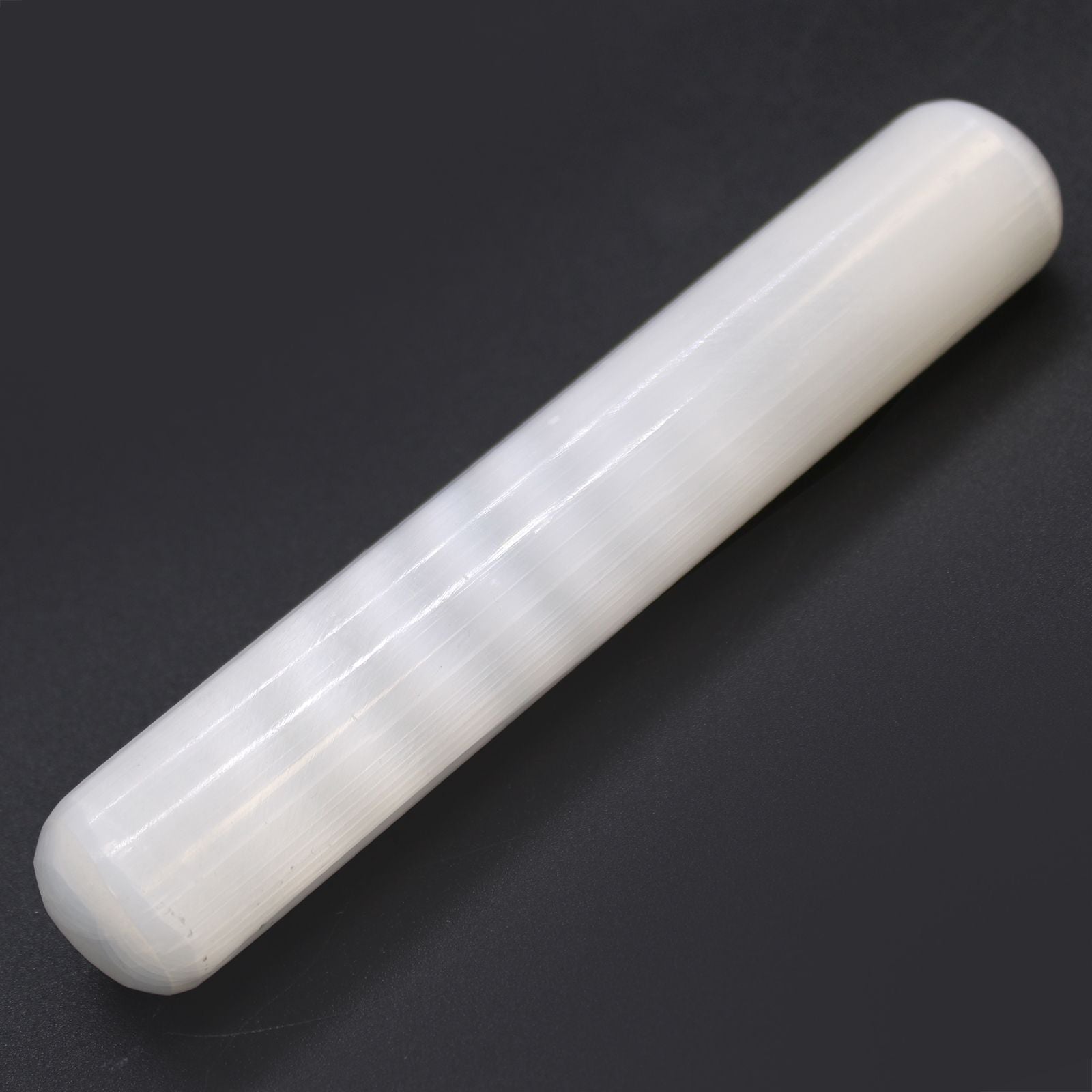 Authentic Selenite Wand - 16 cm (Round Both Ends) perspective detail 2 showcasing clean geometry and natural material finishes
