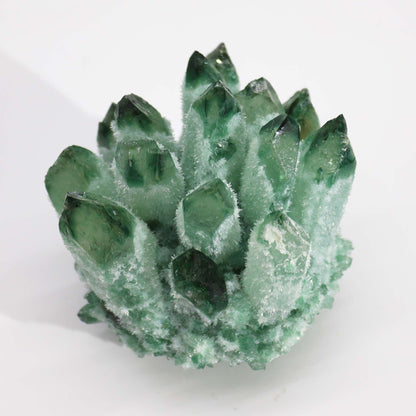 Authentic Crafted Natural Quartz Cluster - Green Ghost Quartz (approx 250-300gm 8cm) perspective detail 2 showcasing clean geometry and natural material finishes