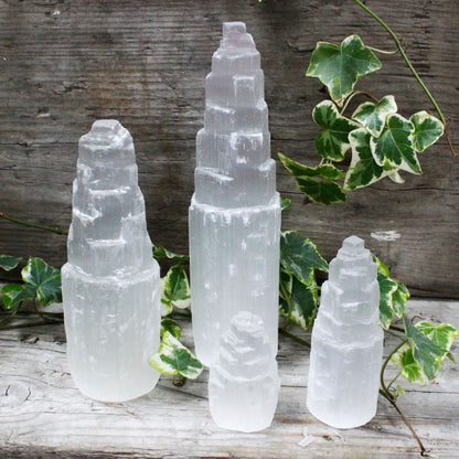 Authentic Natural Selenite Tower - 15 cm perspective detail 4 showcasing clean geometry and natural material finishes