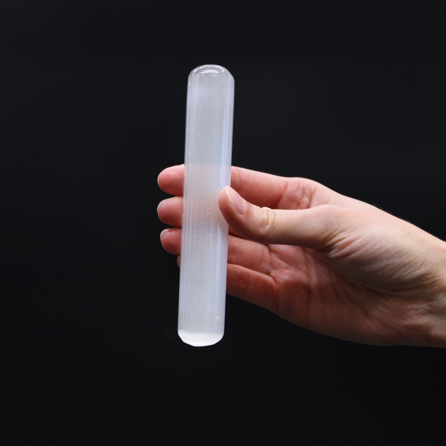 Authentic Selenite Wand - 16 cm (Round Both Ends) perspective detail 3 showcasing clean geometry and natural material finishes